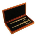 Letter Opener & Scissors w/ Wood Boxed Library Set